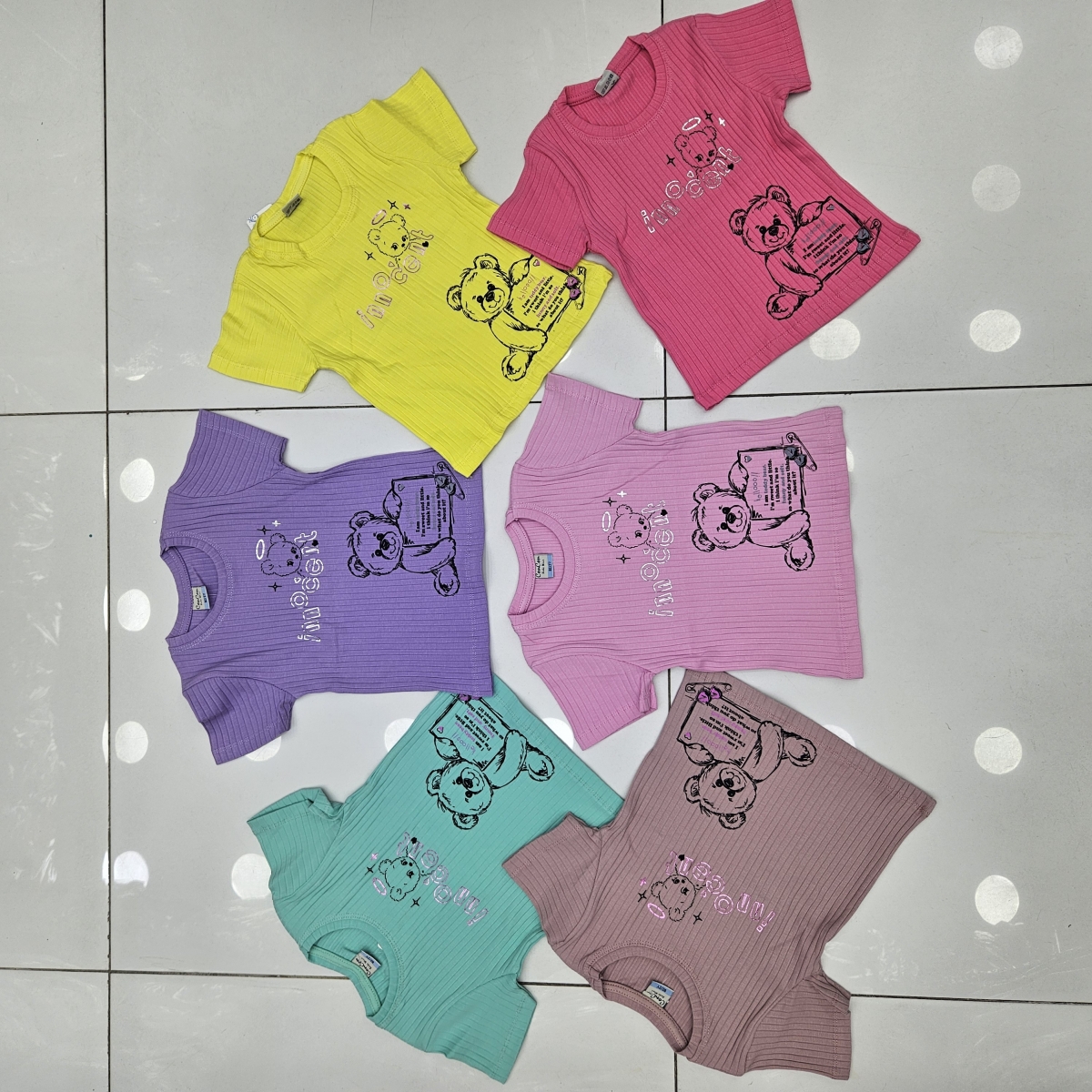 TSHIRT KIZ FITILLI KUMAS AYICIK BASK. K KOL