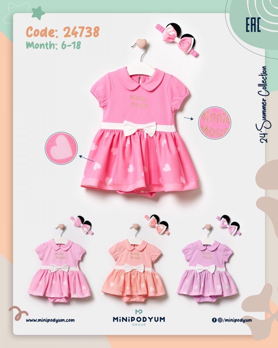 ELBISE MINNIE BAS YAKALI K.KOL