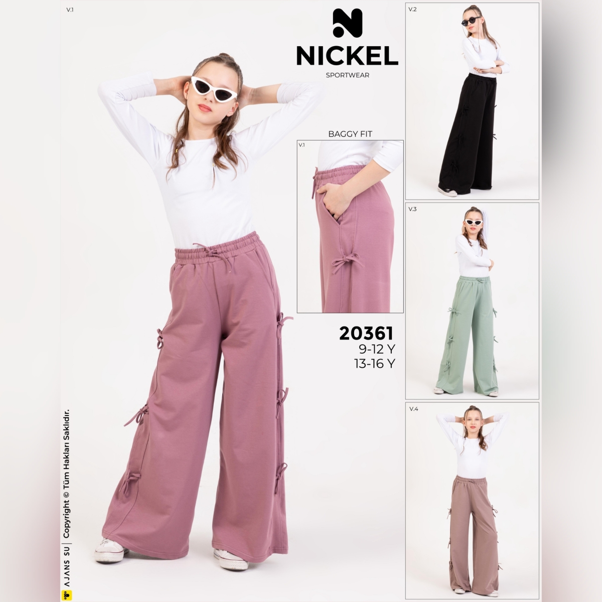 ESOFTMAN ALT YANDAN BAGLAMALI FIYONKLU PANTOLON BAGY FIT