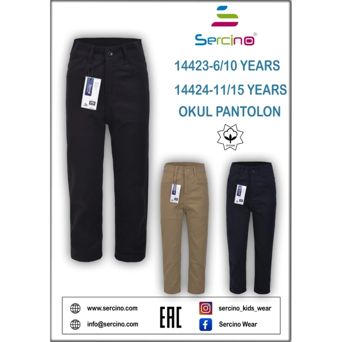 PANTOLON GABARDIN KEMERLI COCUK