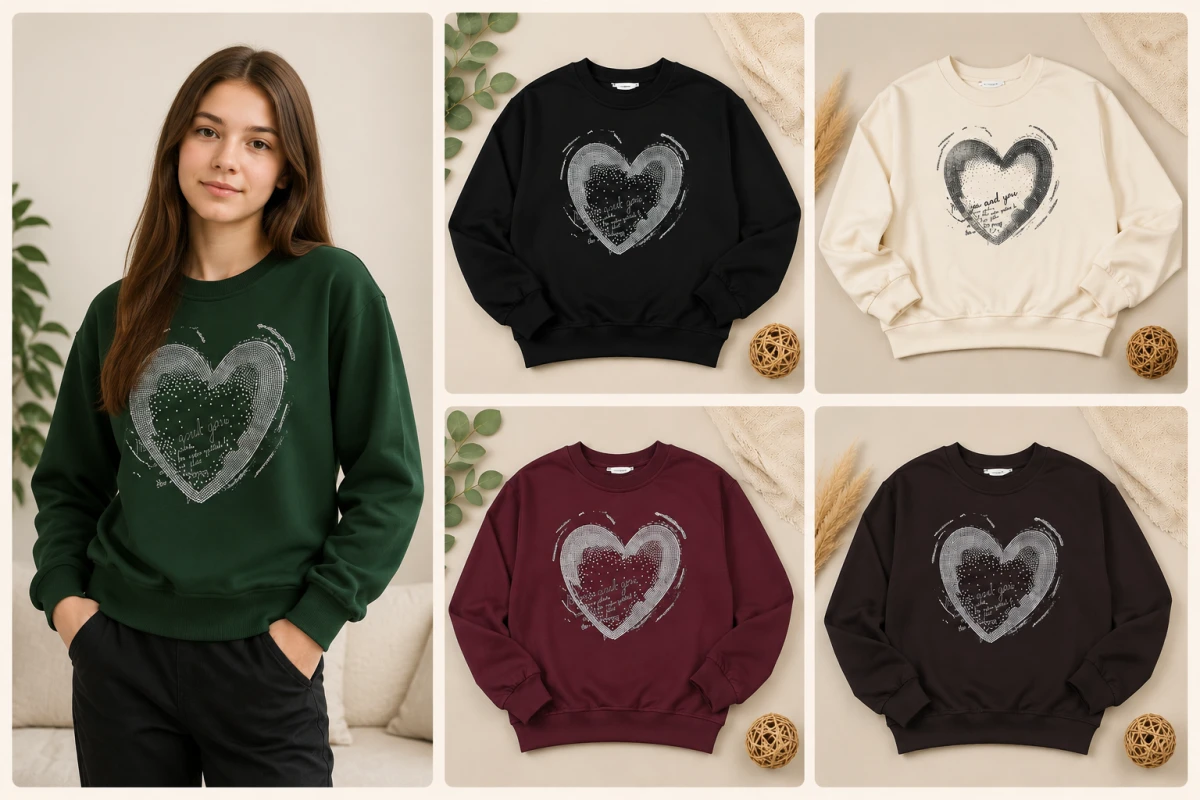 SWEAT KALP TASLI U.KOL IKI IP