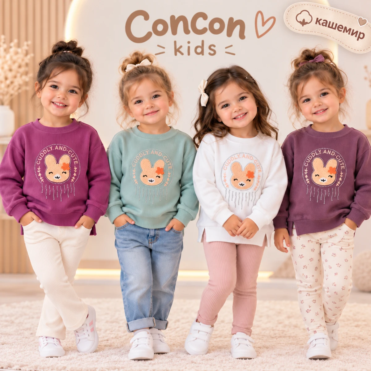 SWEAT SELANIK BEBE CUTE TAVSAN NAKISLI U.KOL