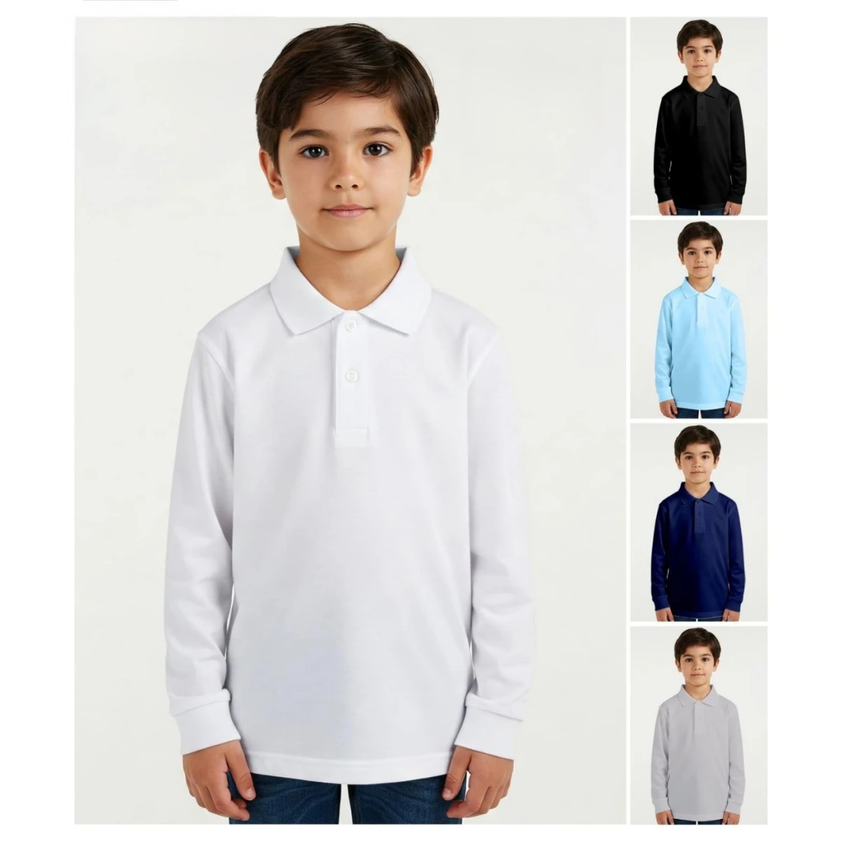 SWEATSHIRT POLO YAKA UZUN KOL DUGMELI GARSON