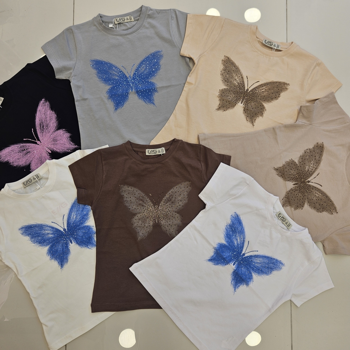 TSHIRT KELEBEK BAS. TASLI K.KOL