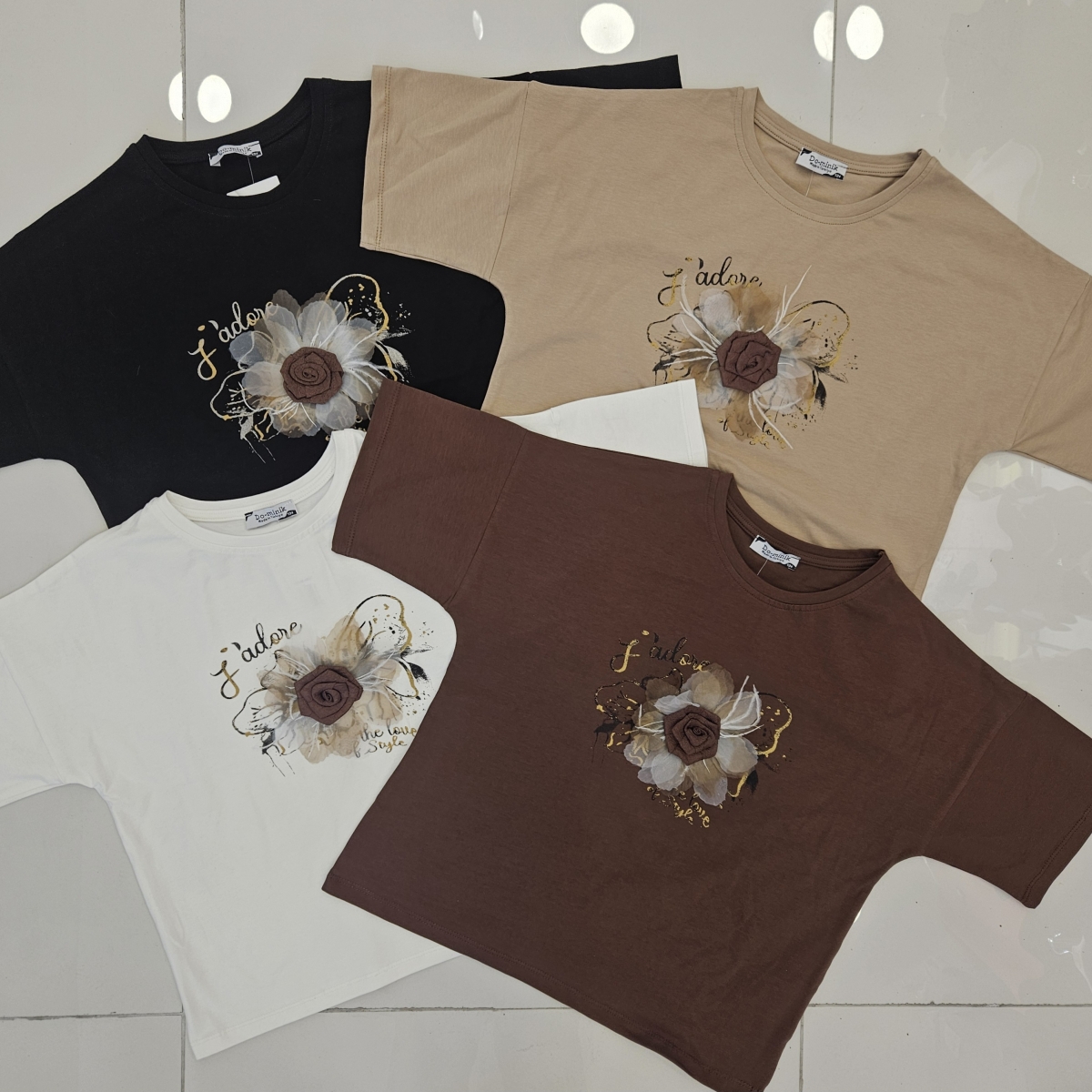 TSHIRT KIZ OVERSIZE CICEKLI K KOL