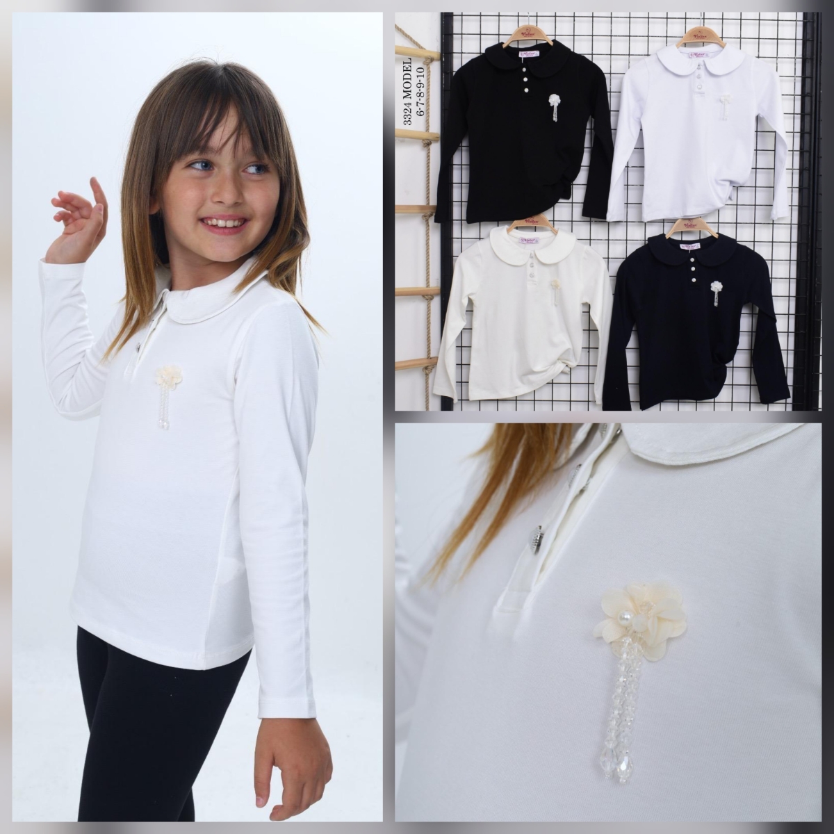 TSHIRT OKUL YAKALI SIMLI TASLI