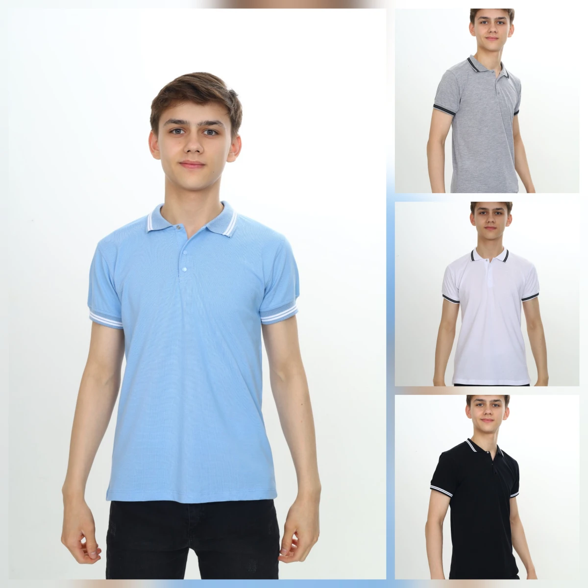 TSHIRT POLO ON CITCITLI  YAKA CIZGILI K.KOL GARSON