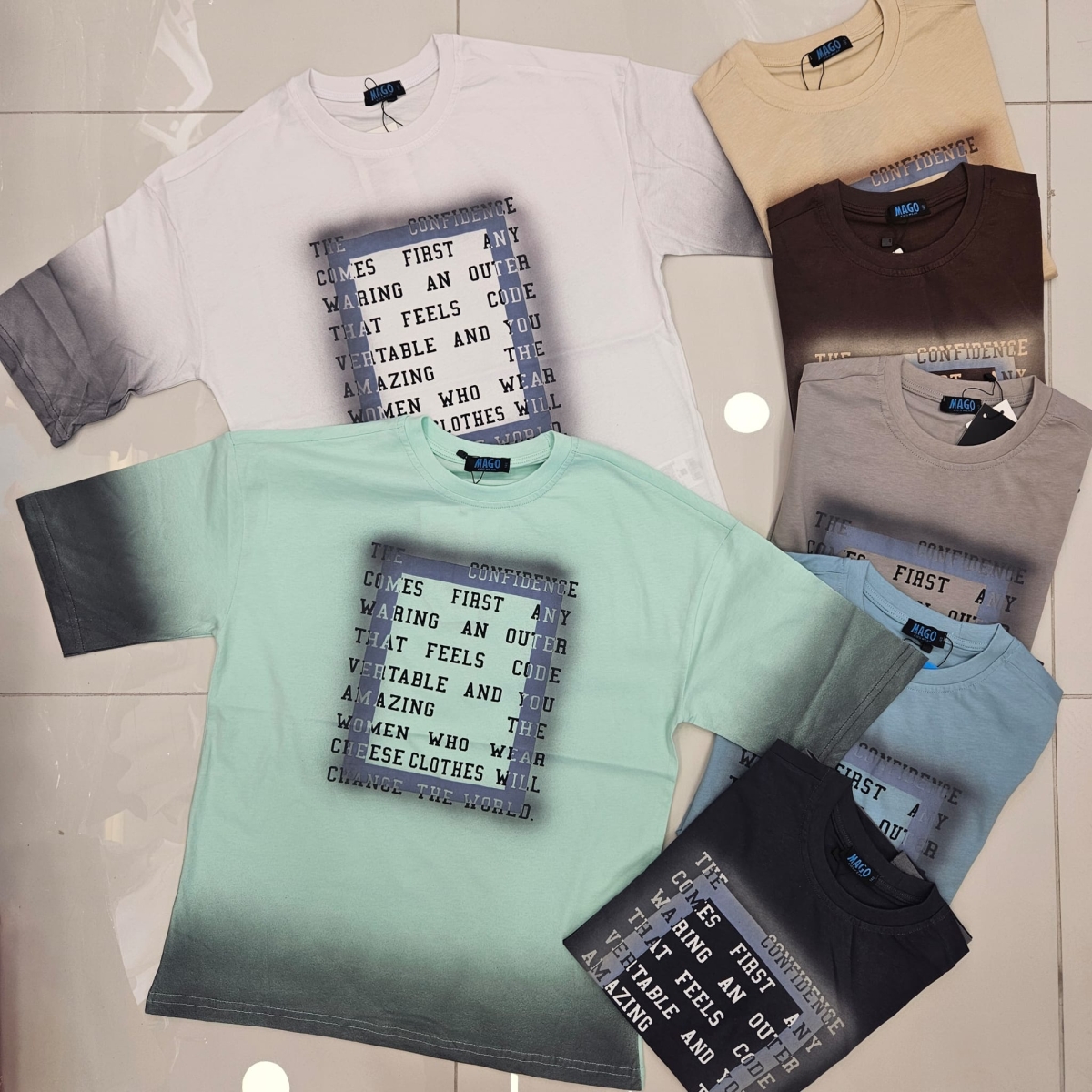 TSHIRT YAZI KARE ICINDE K.KOL