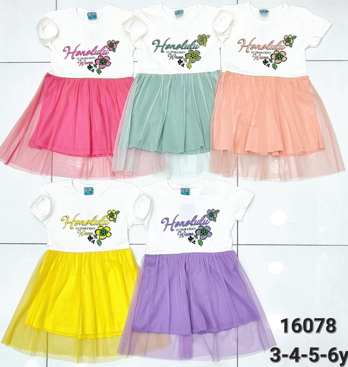ELBISE TULLU HONOLULU BAS UST BEYAZ K.KOL