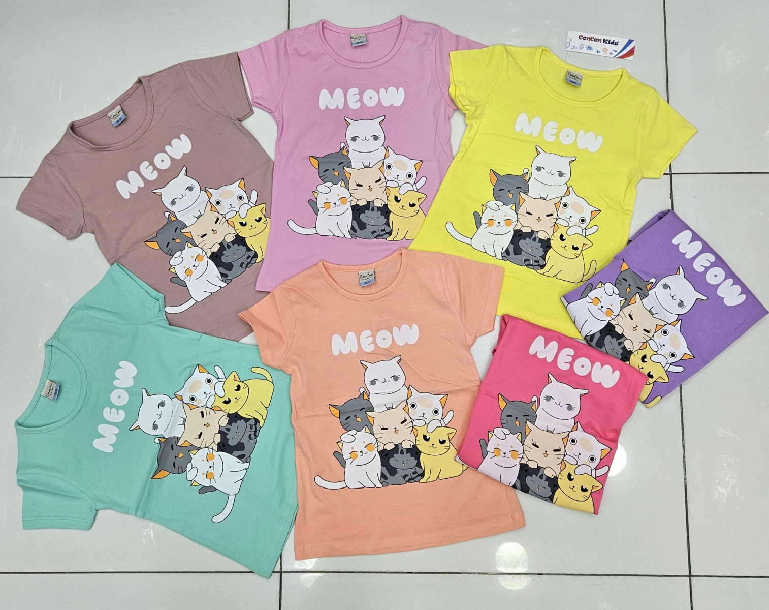 TSHIRT KIZ KEDI BASK. KISA KOL 