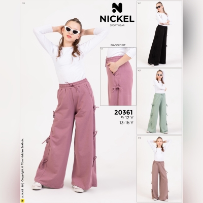 ESOFTMAN ALT YANDAN BAGLAMALI FIYONKLU PANTOLON BAGY FIT