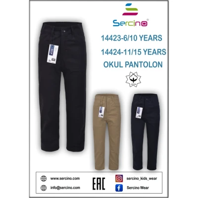 PANTOLON GABARDIN KEMERLI COCUK