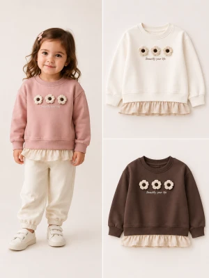 SWEAT CICEK AKS. MUSLIN DETAYLI U.KOL IKI IP