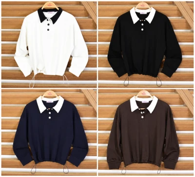 SWEAT POLO YAKA BUYUK DUGME AKS U.KOL