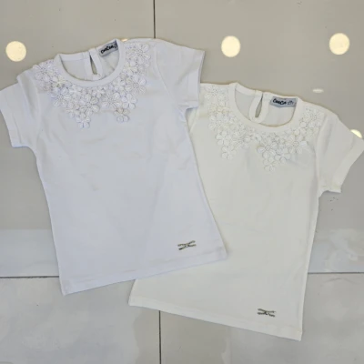 T-SHIRT YAKA DANTELLI AKSESUARLI K.KOL