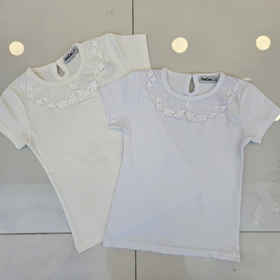 T-SHIRT YAKA DANTELLI K.KOL