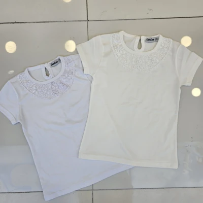 T-SHIRT YAKA DANTELLI K.KOL
