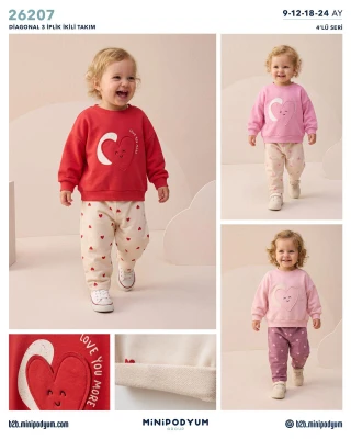 TAKIM KIZ COCUK LOVE YOU BUYUK KALP BASK. U KOL MEVSIMLIK