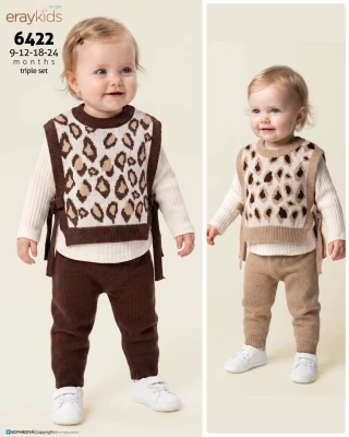 TAKIM KIZ LEOPARLI UC PARCA TRIKO BEBE U KOL
