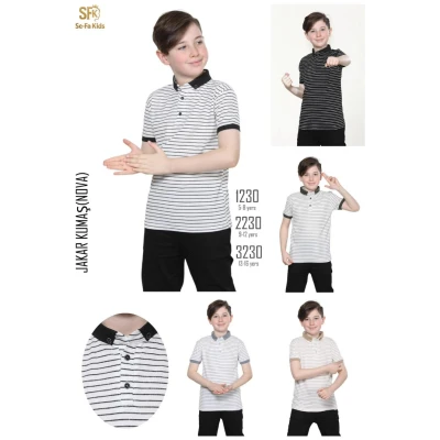 TSHIRT YAKALI CIZGILI GARSON K.KOL